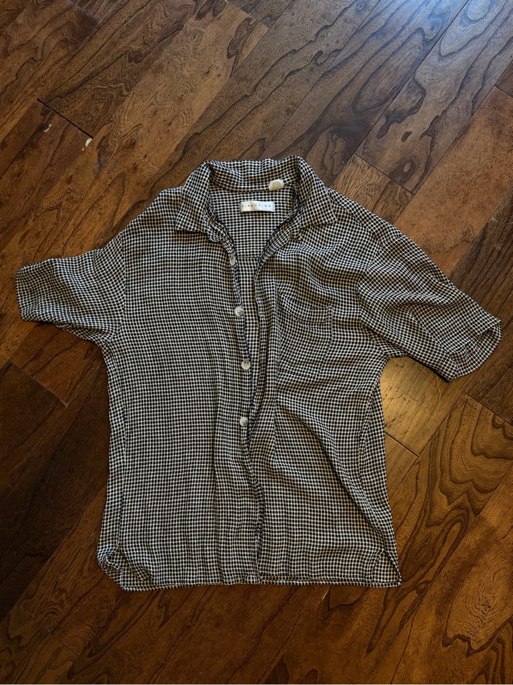 Women’s Black & White Gingham Button-Down Shirt